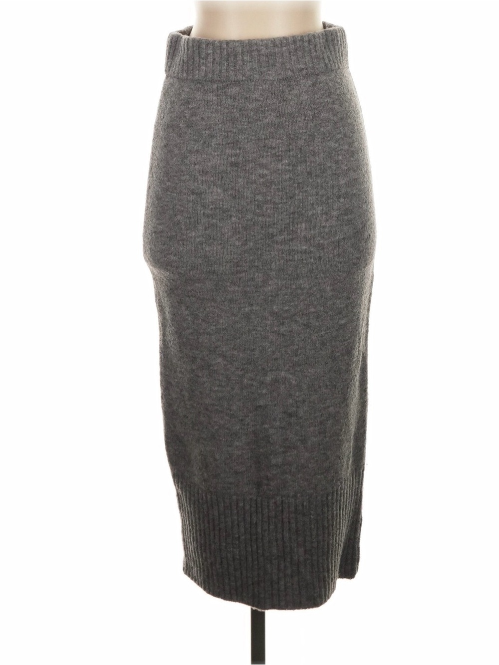 Banana Republic Gray Ribbed Knit Midi Wool Skirt